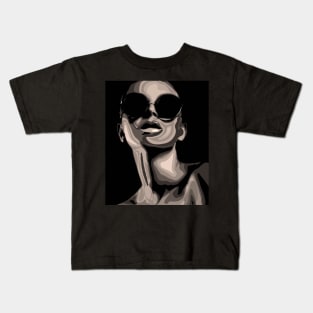 Unknown Stylish Girl in Sunglasses vector portrait Kids T-Shirt